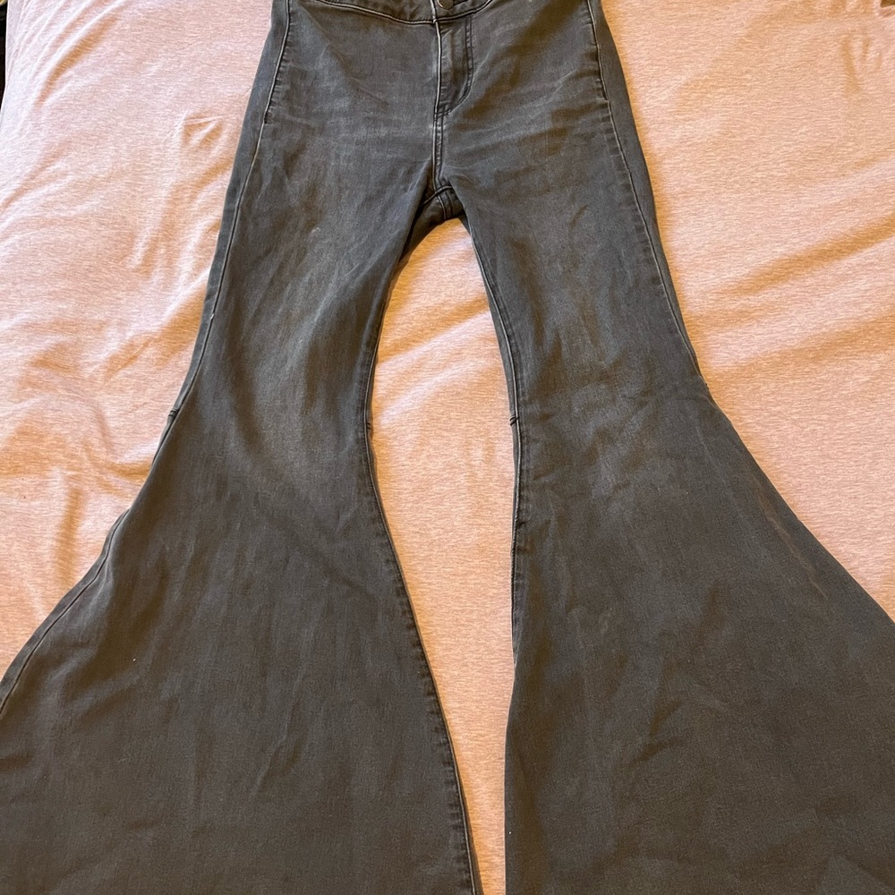 Flared black jeans from Free People.